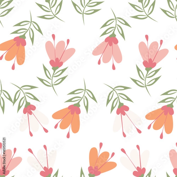 Fototapeta Abstract flower blooming design. Pattern with floral seamless. Grunge textured abstract art vector with flower and plants in watercolor style.