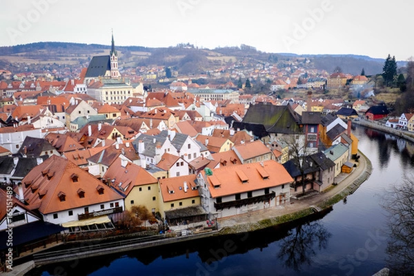 Obraz Aerial View of Cesky Krumlov, Czech Republic.