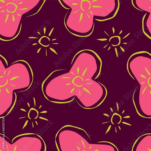 Fototapeta Abstract flower blooming design. Pattern with floral seamless. Grunge textured abstract art vector with flower and plants in watercolor style.