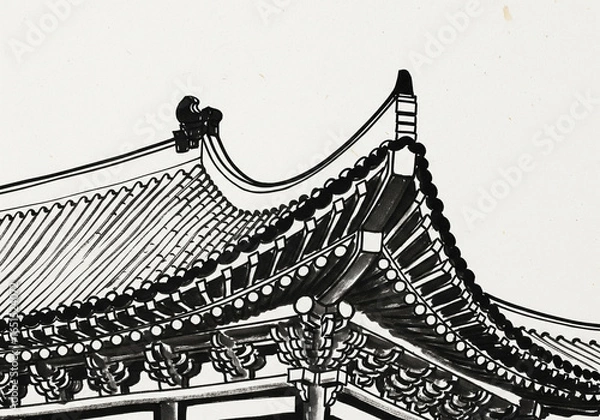 Obraz 사찰의 곡선 지붕