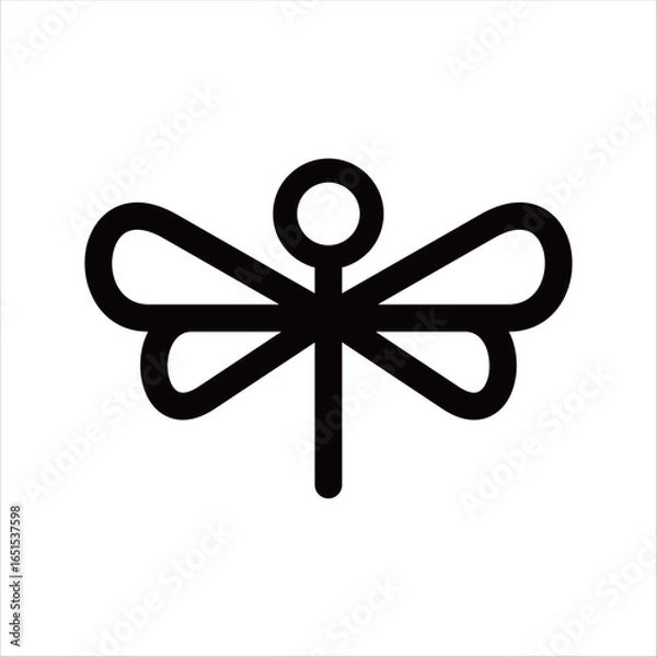 Fototapeta Minimalist dragonfly logo vector design with clean lines and modern style, isolated on white background, suitable for branding, emblem, and decorative identity.