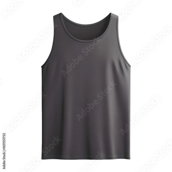 Fototapeta Plain dark gray tank top 3D mockup showcasing a front view for apparel design presentation on white background