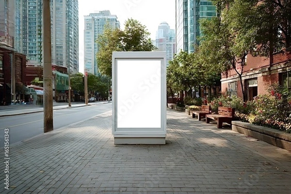 Fototapeta Blank billboard displaying empty advertisement on city street