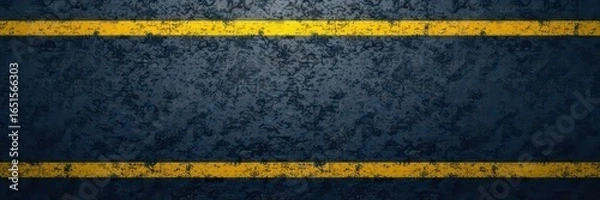 Fototapeta Smooth asphalt road, double yellow lines, top view, yellow lines, yellow