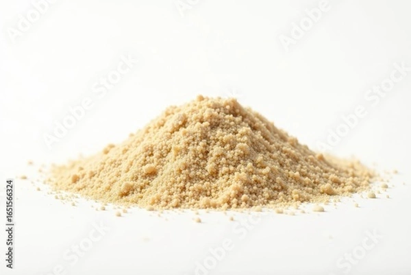 Fototapeta Small pile of fine beach sand against pure white backdrop , fine, granular, sand