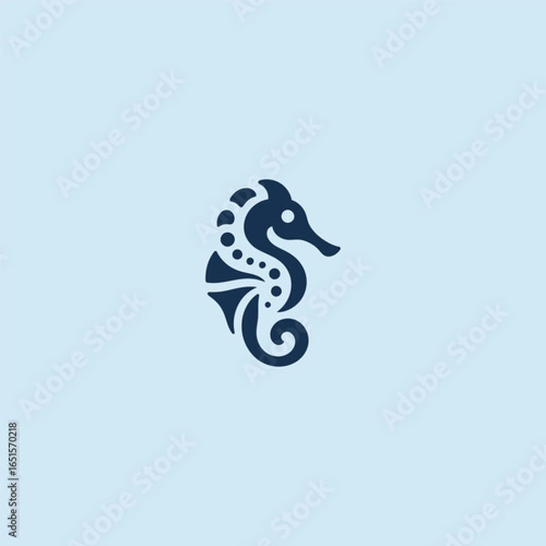 Fototapeta Abstract seahorse logo in elegant and simple minimalist design.