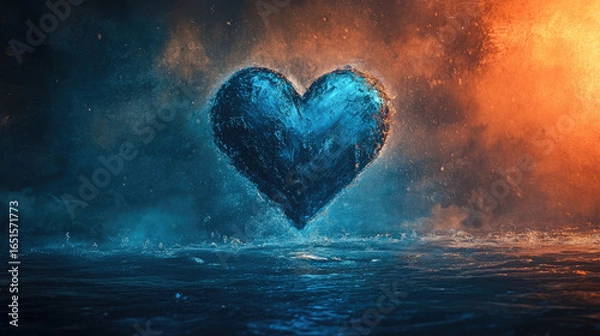 Fototapeta A stunning image of blue heart art displayed in a gallery