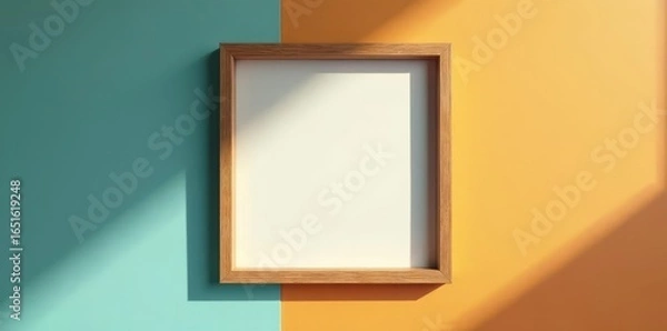 Fototapeta Blank retro instant photo frame, strong shadow cast , photo frame, blank