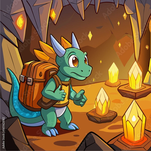Obraz little dragon wearing a backpack
