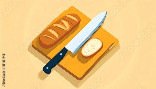 Fototapeta Bread Knife Cutting Board Kitchen.