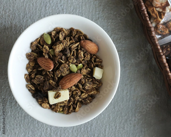 Obraz かぼちゃの種とオーツ麦とナッツのグラノーラ