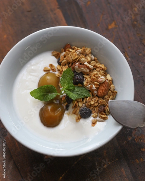 Obraz 南高梅のダージリン煮をトッピングしたヨーグルト