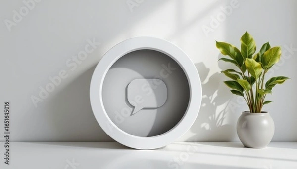 Fototapeta Minimalist Circular Icon with Speech Bubble Cutout