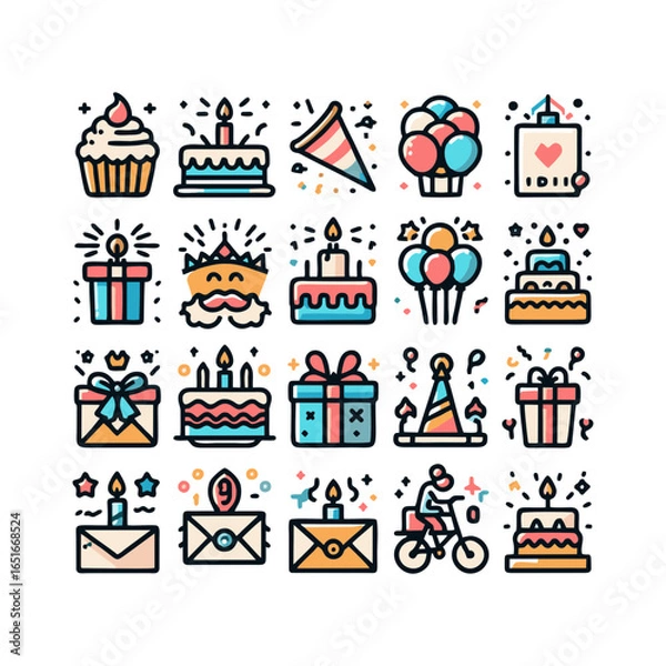 Obraz birthdays, icons set