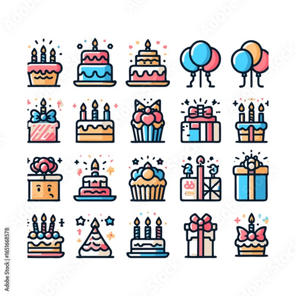 Obraz birthdays, icons set