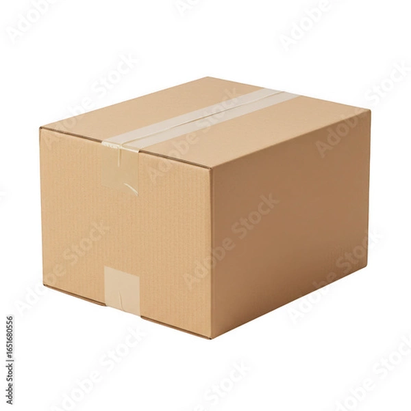 Fototapeta Sealed cardboard box for shipping and storage isolated on transparent background
