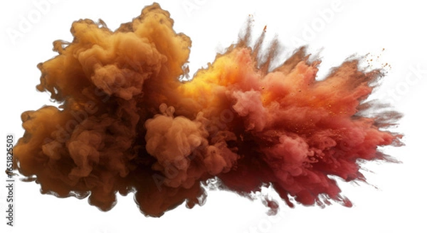 Obraz Vibrant red and black smoke swirls against a png background, creating a beautiful and explosive abstract texture