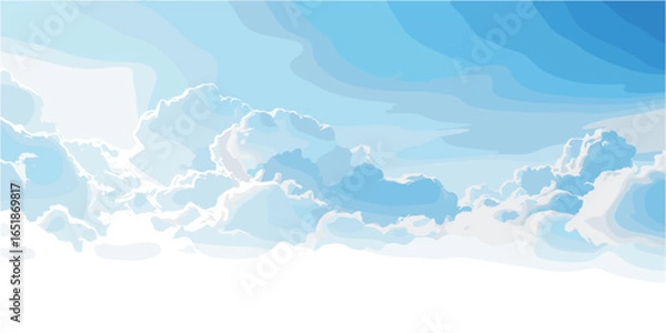 Fototapeta Bright Blue Sky with Fluffy White Cumulus Clouds vector