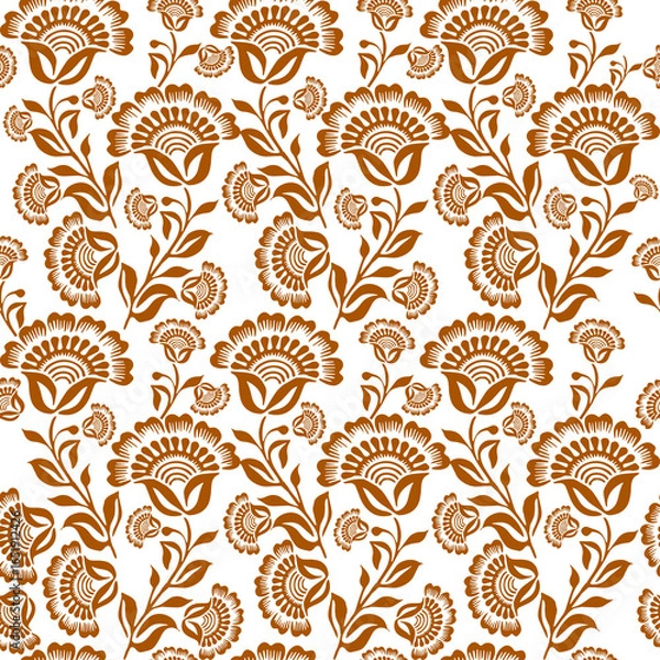 Obraz Seamless Floral Pattern in Brown | Decorative Vector Textile Design