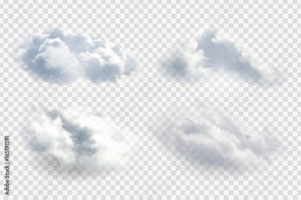 Fototapeta Vector realistic isolated cloud on the transparent background.