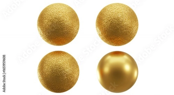 Obraz Gold decorative objects isolated on white