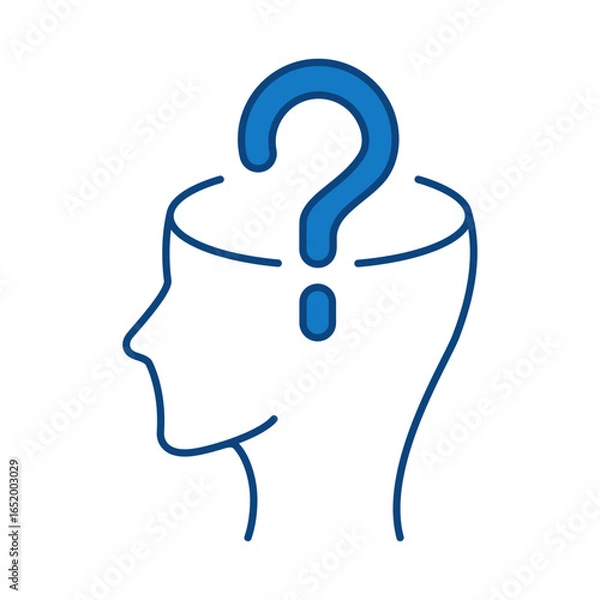 Fototapeta Question Blue Line Icon. Question Mark, Thinking, Asking, Answer, Help Editable Stroke Vector Illustration