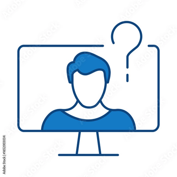 Fototapeta Question Blue Line Icon. Question Mark, Thinking, Asking, Answer, Help Editable Stroke Vector Illustration