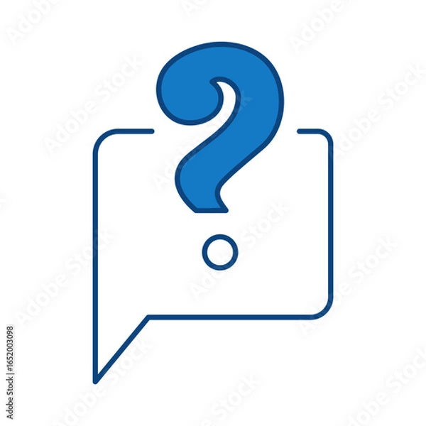 Fototapeta Question Blue Line Icon. Question Mark, Thinking, Asking, Answer, Help Editable Stroke Vector Illustration
