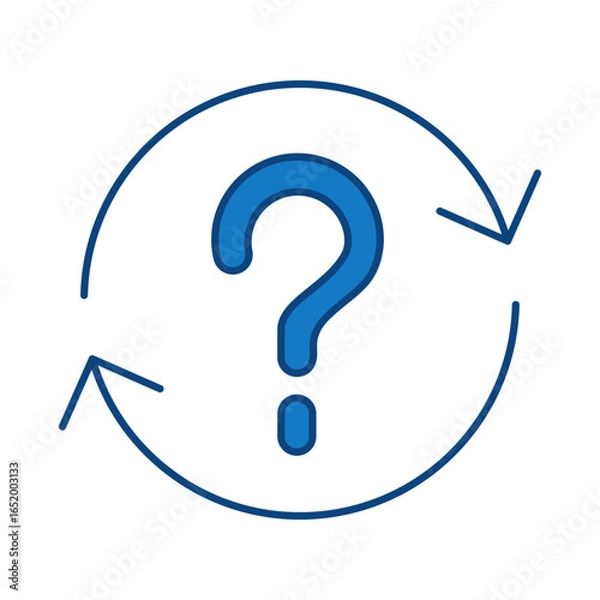 Fototapeta Question Blue Line Icon. Question Mark, Thinking, Asking, Answer, Help Editable Stroke Vector Illustration
