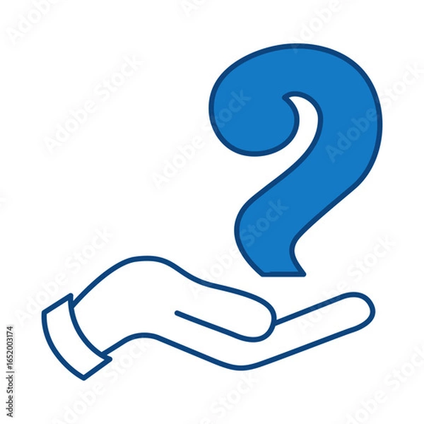 Fototapeta Question Blue Line Icon. Question Mark, Thinking, Asking, Answer, Help Editable Stroke Vector Illustration