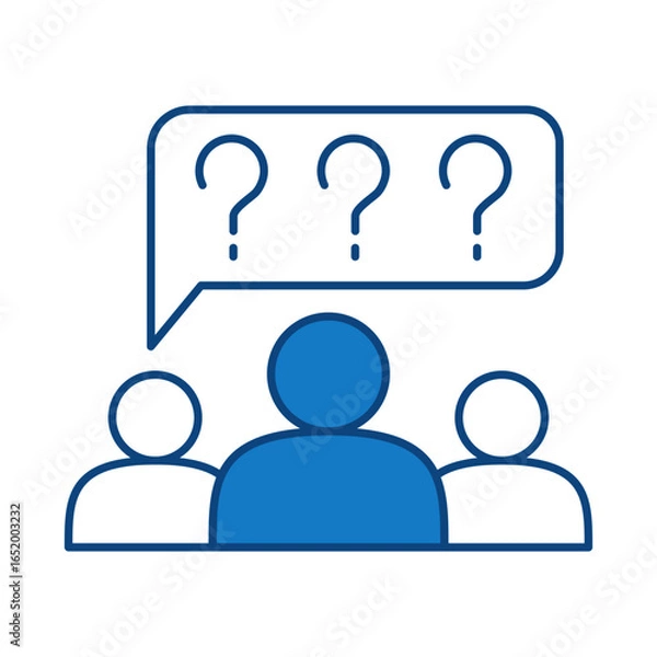 Fototapeta Question Blue Line Icon. Question Mark, Thinking, Asking, Answer, Help Editable Stroke Vector Illustration