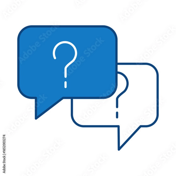 Fototapeta Question Blue Line Icon. Question Mark, Thinking, Asking, Answer, Help Editable Stroke Vector Illustration