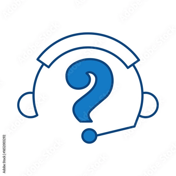 Fototapeta Question Blue Line Icon. Question Mark, Thinking, Asking, Answer, Help Editable Stroke Vector Illustration