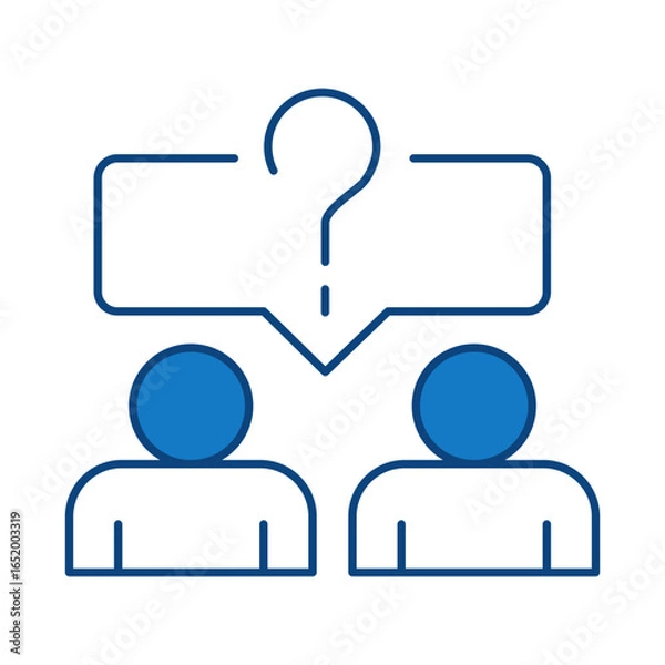 Fototapeta Question Blue Line Icon. Question Mark, Thinking, Asking, Answer, Help Editable Stroke Vector Illustration