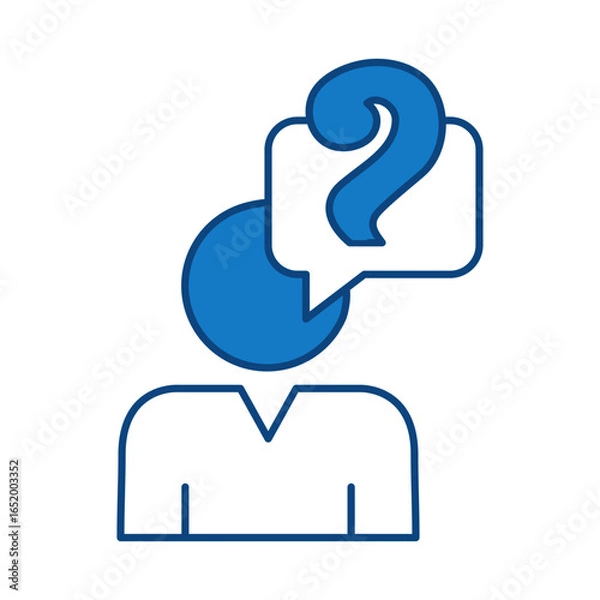 Fototapeta Question Blue Line Icon. Question Mark, Thinking, Asking, Answer, Help Editable Stroke Vector Illustration