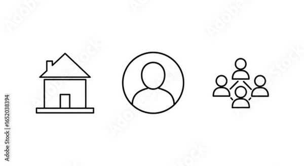 Fototapeta Illustration of a house, person, and connected group
