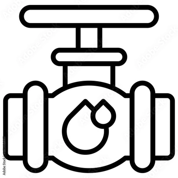 Fototapeta The icon of pipes and valves used to distribute fluids such as clean water, oil, gas, or chemicals, can symbolize price control, resource allocation, or utility costs.