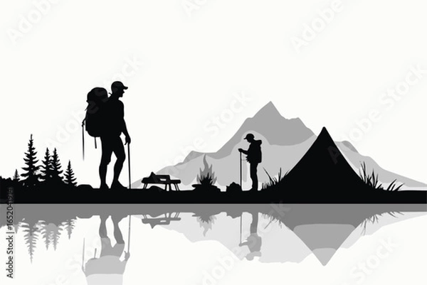 Fototapeta "Adventure Hike Through Mountain Peaks"