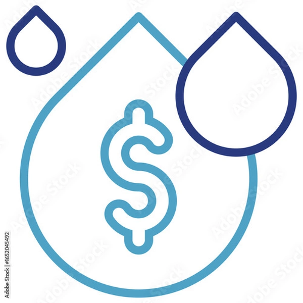 Fototapeta Water icon is an essential resource that has financial value in industries related to commodities such as oil, liquefied natural gas, or even beverages.
