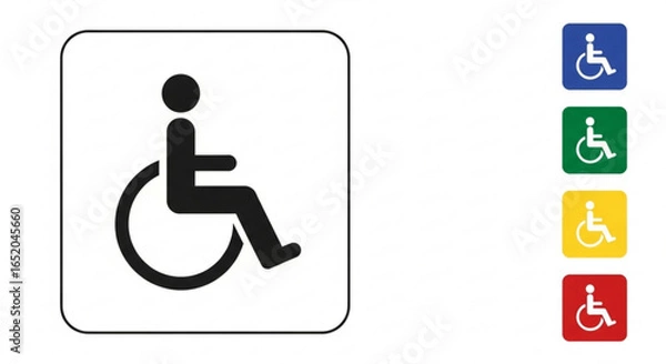 Fototapeta Accessible wheelchair handicap access symbol for disabled parking and restroom facilities icon 100