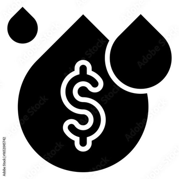Fototapeta Water icon is an essential resource that has financial value in industries related to commodities such as oil, liquefied natural gas, or even beverages.