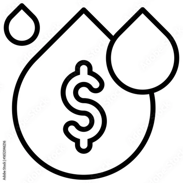 Fototapeta Water icon is an essential resource that has financial value in industries related to commodities such as oil, liquefied natural gas, or even beverages.