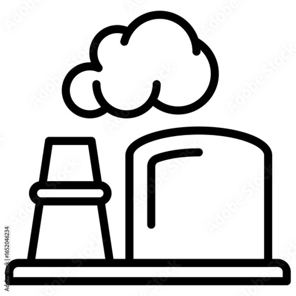 Fototapeta Icon of chimney and steam or smoke coming out of fossil fuel power generation industry chimney air pollution or environmental impact of industrial activity.