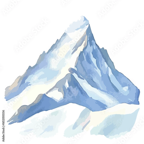 Fototapeta Watercolor Painting of a Majestic SnowCapped Mountain Peak