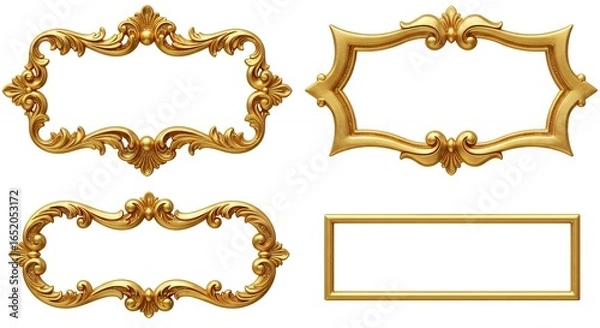 Fototapeta Four gold decorative frames