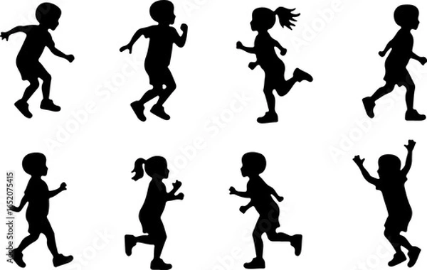 Fototapeta "Running Kids Silhouette Collection"