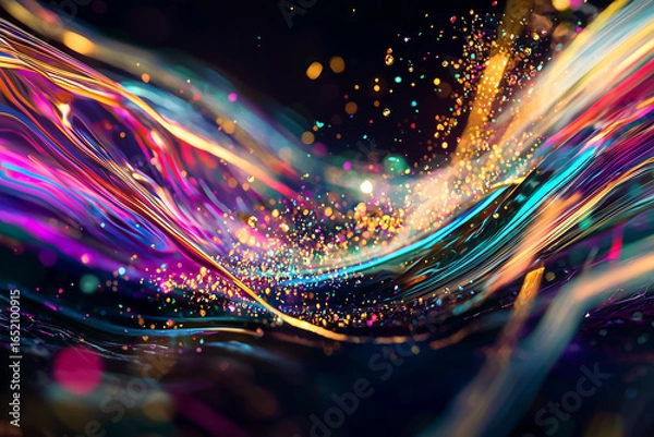Fototapeta **** Abstract colorful wave with sparkling light effects