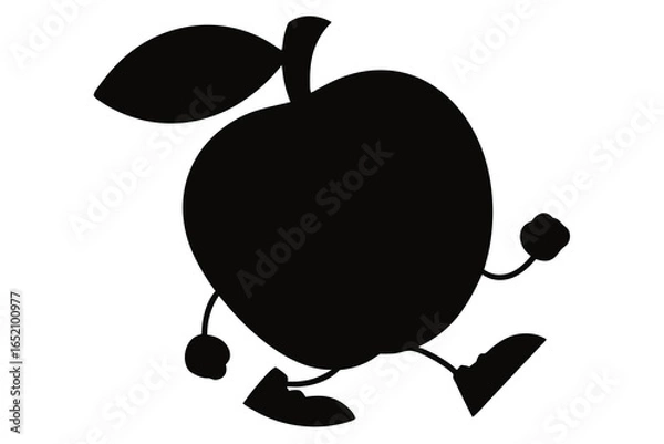 Obraz Apple cartoon character silhouette vector