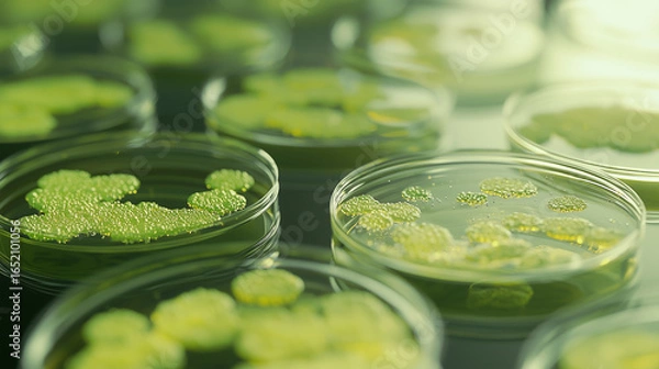 Obraz Petri dishes with green algae
