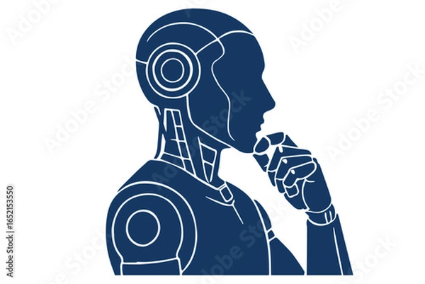 Fototapeta An AI robot thinking vector illustration.